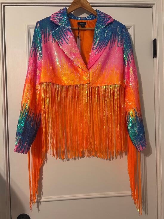 Nasty Gal Jackets & Blazers - Nasty Gal Sequin Fringe Jacket 2 NWT